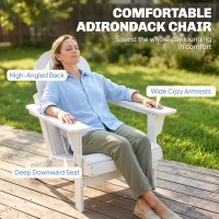 Outsunny Folding Adirondack Chair, HDPE Fire Pit Chair, Weather Resistant Outdoor Chair for Patio, Garden, Backyard, Lawn, White(m-5)