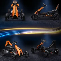 Aosom 12V Electric Go Kart for Kids, Ride On Toy with EVA Tires, 2 Speeds, Adjustable Seat, Safety Belt for 3-8 Years, Orange(m-8)