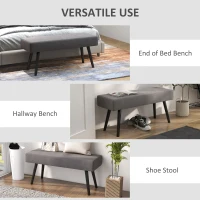 HOMCOM 39 Inches Upholstered Bedroom Bench, Modern End of Bed Bench with Steel Legs, Gray(m-6)
