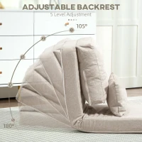 HOMCOM Floor Chair, Convertible Floor Sofa Bed, Folding Upholstered Couch Bed with Adjustable Backrest, Beige(m-4)