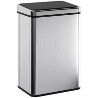 HOMCOM 10.6 Gal (40 L) Automatic Garbage Can w/ Soft-Close Lid, Trash Can with Fingerprint Resistant Stainless Steel, Silver(m-2)