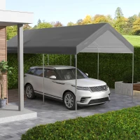 Outsunny 10 x 20ft Carport Replacement Canopy, UV Resistant Garage Car Cover with Ball Bungee Cords, Dark Grey(m-1)