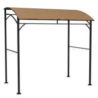 Outsunny 7' x 5' Garden Grill Canopy, BBQ Grill Gazebo Tent with Steel Frame and Hooks, Outdoor Sun Shade, Dark Brown(m-9)