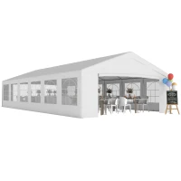 Outsunny 20 x 40 ft Heavy Duty Party Tent Outdoor Gazebo Wedding Tent Event Shelter Carport BBQ with Removable Sidewalls & Windows, Outside Waterproof Canopy for Parties, White(m-1)