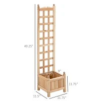 Outsunny Wooden Raised Garden Bed with Trellis, Outdoor Planter Box with Drainage Crevices for Climbing Vine Plants Flowers(m-3)