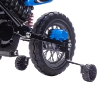 Qaba 12V Kids Electric Motorcycle, Ride on Motorcycle with Training Wheels, Rear Suspension, Horn for 3-6 Years, Blue(m-11)