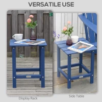 Outsunny Adirondack Side Table, Square Patio End Table, Weather Resistant 15" Outdoor HDPE Table for Porch, Pool, Balcony, Blue(m-5)