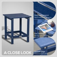 Outsunny Adirondack Side Table, Square Patio End Table, Weather Resistant 15" Outdoor HDPE Table for Porch, Pool, Balcony, Blue(m-6)