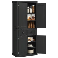 HOMCOM 72" Kitchen Pantry, Freestanding Storage Cabinet with Drawer, Doors, Black(m-2)