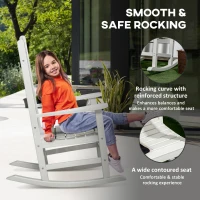 Outsunny Outdoor Rocking Chair, All Weather-Resistant HDPE Rocking Patio Chairs with Rustic High Back, Armrests, Oversized Seat and Slatted Backrest, 350lbs Weight Capacity, Light Gray(m-6)