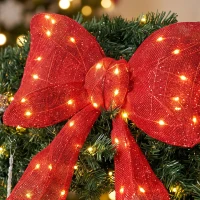 HOMCOM Artificial Xmas Wreath, 48 Inch Pre-Lit Christmas Wreath with 200 LED Lights, Lighted Bow and 31 Ornament Set, Green(m-9)