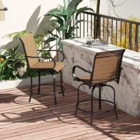 Outsunny Outdoor Bar Stools Set of 2, 360° Swivel Bar Height Chairs, 26.75" x 29.5" x 48.5", Brown(m-9)