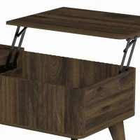 HOMCOM 40" Fluted Lift Top Coffee Table with Storage, Mid-Century Coffee Table with Hidden Compartment, Open Shelf, Walnut(m-10)