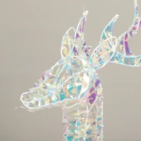Outsunny 3-Piece Lighted Reindeer Family Set, Iridescent Outdoor Christmas Decoration, Deer Family with 8 Modes, Daily Timer(m-11)