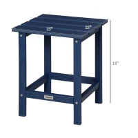 Outsunny Adirondack Side Table, Square Patio End Table, Weather Resistant 15" Outdoor HDPE Table for Porch, Pool, Balcony, Blue(m-3)