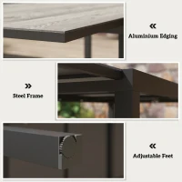 Outsunny 63"-94.5" Extendable Patio Dining Table for 6-8 Person, Outdoor Dining Table with Aluminium Edging, Steel Frame, Grey(m-5)