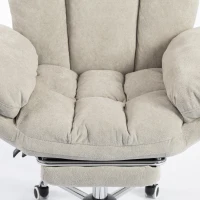 HOMCOM Criss Cross Chair with Wheels, Waterfall Armrests, Overstuffed Wide Office Chair with Footrest, Light Grey(m-9)
