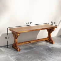 Outsunny Rustic Outdoor Wooden Bench, Backless Garden Bench Patio Loveseat with X-Shape Base for Porch, Park, Carbonized(m-3)