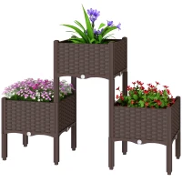 Outsunny Plastic Raised Garden Bed with Legs, Self Watering Elevated Planter Boxes with Drainage Holes and Plugs, Easy Assembly(m-1)