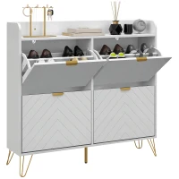 HOMCOM Shoe Storage Cabinet with 4 Flip Drawers and Adjustable Shelf, Shoe Cabinet for 16 Pairs of Shoes, White(m-9)