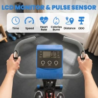 Soozier Folding Exercise Bike, 3-in-1 Recumbent Exercise Bike, Upright Workout Bike with Pulse Sensor, Arm Resistance Bands, Adjustable Seat, 8-Level Magnetic Resistance, Blue(m-4)