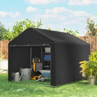 Outsunny 6.6' x 7.8' Portable Shed, Waterproof Bike Tent with Roll-up Zipper Door and Reinforced Galvanised Steel Frame, Black(m-8)