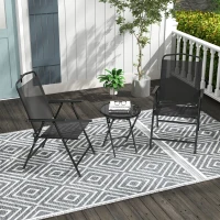 Outsunny 3 Pieces Bistro Set, Foldable Patio Furniture Set with Mesh Chairs, Glass Table for Garden, Balcony, Black(m-8)