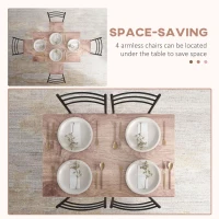 HOMCOM 5 Piece Dining Table Set for 4, Space Saving Kitchen Table and 4 Chairs, Rectangle, Steel Frame for Dining Room, Oak(m-5)