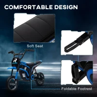 Aosom 24V 350W Electric Dirt Bike Up to 15 MPH w/ Twist Grip Throttle, Blue(m-9)