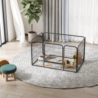 PawHut 32"W 4-Panel Metal Dog Pen Exercise Pet Playpen Dog Indoor/Outdoor Fence, Black(m-7)