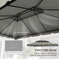 Outsunny 13' x 10' Gazebo Replacement Canopy, Gazebo Top Cover with Double Vented Roof for Garden Patio(TOP ONLY), Grey(m-4)