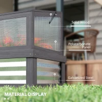 Outsunny Raised Garden Flower Bed Kit with Lean-to Greenhouse, Wooden Cold Frame Planter, 41" x 22.5" x 28.25", Gray(m-6)