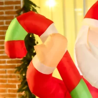 HOMCOM 6ft Christmas Inflatables Outdoor Decorationss Decorations Santa Claus with Candy Cane, Blow-Up LED Yard Christmas Decor(m-8)