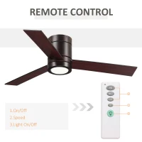 HOMCOM 44'' Mount Ceiling Fan with Light, Modern Indoor LED Lighting Fan with 3 Dual Finish Blades, Remote Control, for Bedroom, Living Room, Brown(m-6)