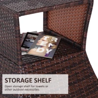 Outsunny Outdoor Side Table with Umbrella Hole, 2 Tier Rattan Wicker End Table with Storage Shelf, All Weather(m-5)