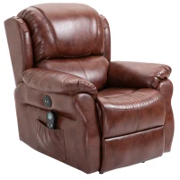 HOMCOM Vibration Massage Recliner Chair for Living Room with Heat,   Single Sofa, PU Leather Power Reclining Chair, Home Theater Seating with Footrest, Brown(m-1)