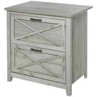 HOMCOM Retro Wooden 2-Drawer Lateral File Chest Cabinet Pedestal for Document Storage with Hanging Bar for Letter/Legal Size, Grey(m-11)