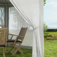 Outsunny 13' x 11' Outdoor Party Tent, Hexagon Sun Shade Shelter Canopy w/ Protective Mesh Sidewalls, Ropes & Stakes, Cream(m-8)