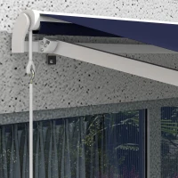 Outsunny 10' x 8' Retractable Awning, Electric Awning, UV Protection Sun Shade Shelter with Remote and Crank Handle, Dark Blue(m-9)