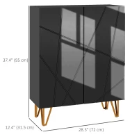 HOMCOM Narrow Shoe Storage Cabinet with Soft-Close Hinges and Adjustable Shelves for 15-20 Pairs of Shoes, High Gloss Black(m-3)