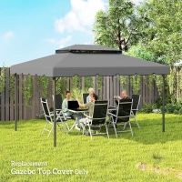 Outsunny 13' x 10' Gazebo Replacement Canopy, Gazebo Top Cover with Double Vented Roof for Garden Patio(TOP ONLY), Grey(m-10)