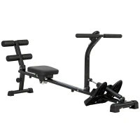 Soozier Hydraulic Rowing Machine with LCD Monitor, Sit-Up Function for Home Gym, Black(m-2)