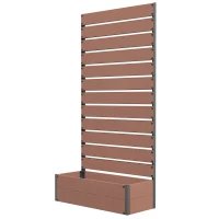 Outsunny Trellis Planter for Climbing Plants, Raised Garden Bed with Trellis, Planter Box for Outdoor Garden, Light Brown(m-1)