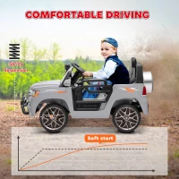 Qaba 12V Toyota LAND CRUISER Licensed Kids Car w/ Remote Control, Four Wheel Spring Suspension, Soft Start, LED Light, Grey(m-6)