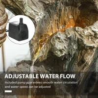 Outsunny 22.4" Outdoor Fountain, 3-Tier Resin Resin Bears and Honey Beehive Outdoor Waterfall Fountain with LED Lights, Pump(m-5)