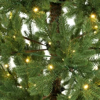 HOMCOM 7ft Prelit Sparse Christmas Tree with Downswept Hinges Warm White LED Lights, Green(m-12)