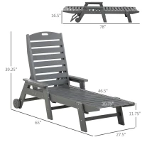 Outsunny Outdoor Chaise Lounge Chair, Waterproof Pool Furniture with Reclining Adjustable Backrest & Wheels, Light Gray(m-3)