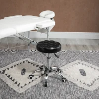 HOMCOM Rolling Swivel Padded Salon Stool with Adjustable Height Wheeled Tattoo Massage Chair Beauty SPA Bar Seat with Thick Padded Black(m-1)
