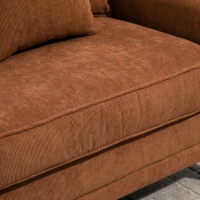 HOMCOM Modern 3 Seater Sofa, Corduroy Fabric 3 Seater Couch with Pine Wood Legs and Rolled Armrests for Living Room, Brown(m-9)