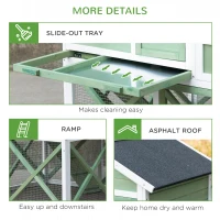 PawHut 44" Chicken Coop, Wooden Chicken House Hen Run, Rabbit Hutch with Nesting Box, Removable Tray, Asphalt Roof, Planting and Lattice, Green(m-7)
